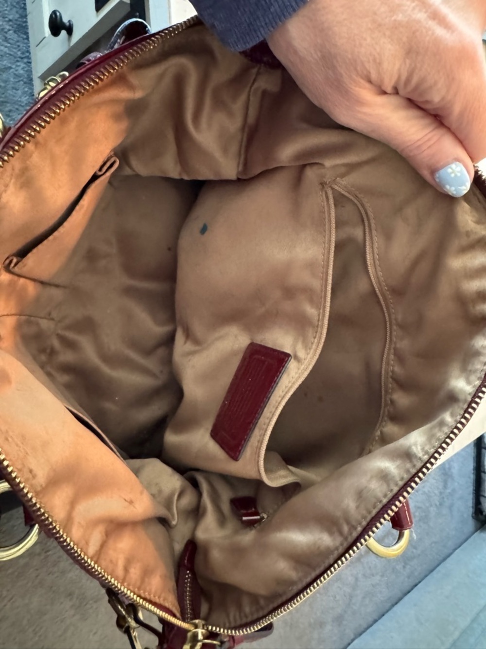 Used Coach Patent Leather Tote — Deep Wine - Picture 6 of 8